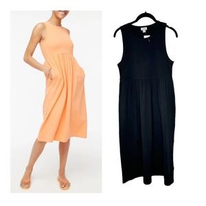 NWT J Crew Factory Womens Petite Knit Dress Size‎ Small Midi Pockets Black